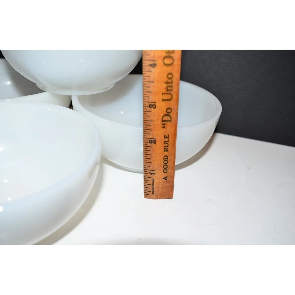 Anchor Hocking Fire King Milk Glass Cereal Soup Bowls Set Of 4  5